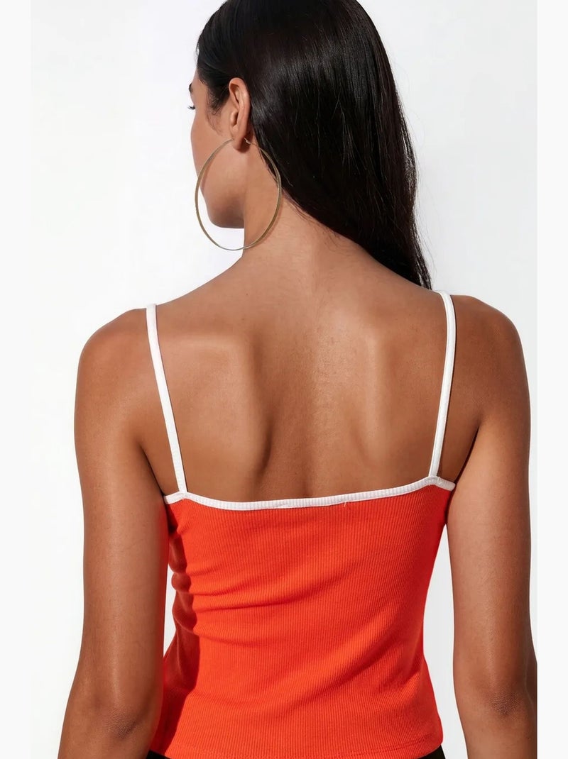 Top camisola ajustado estampado busem Naranja - Kiabi