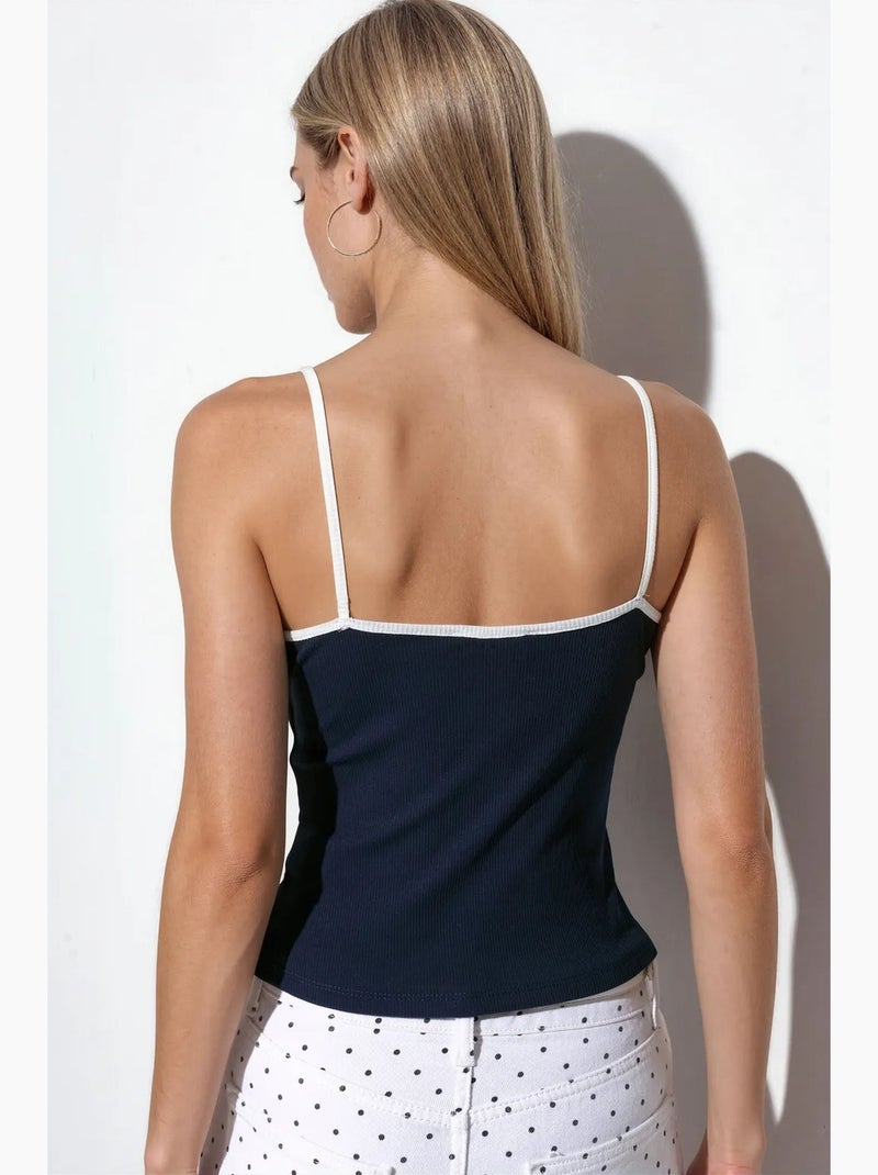 Top camisola ajustado estampado busem Negro - Kiabi
