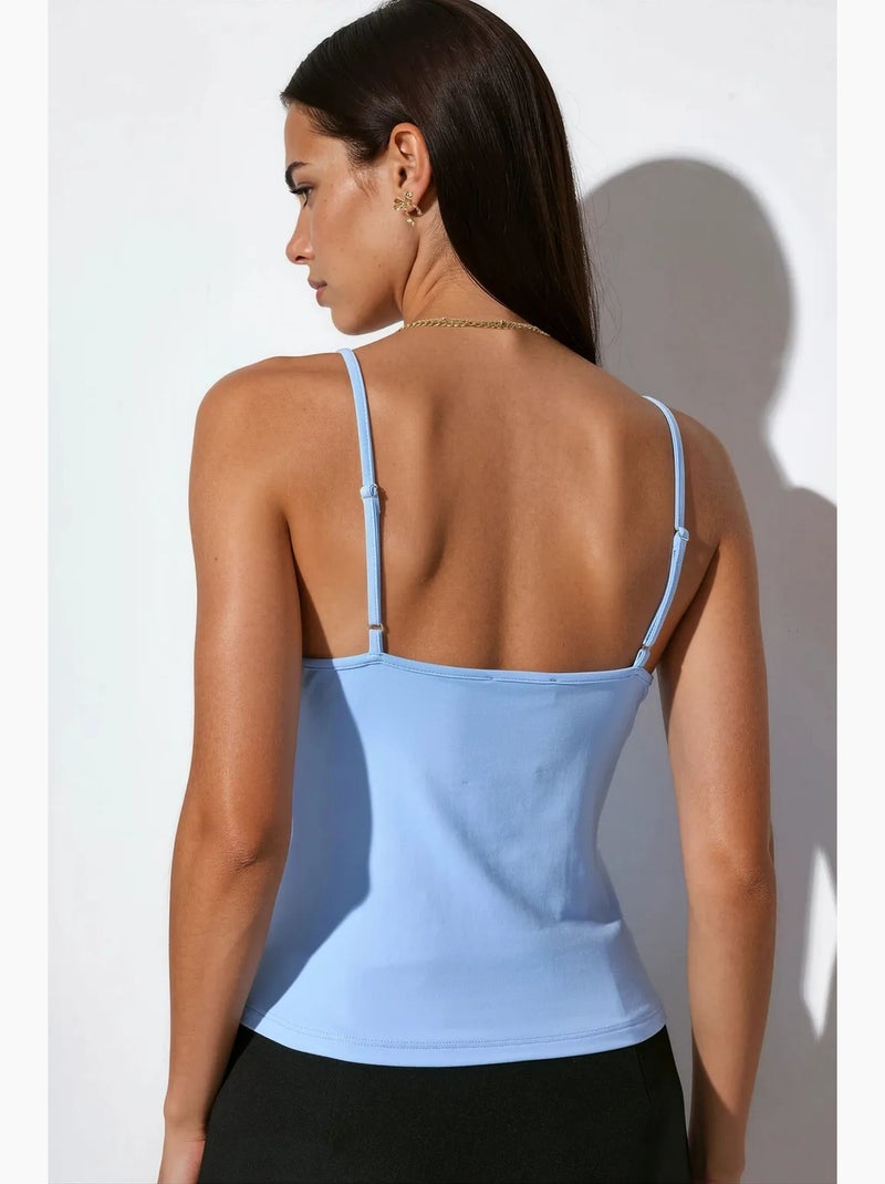Top camisola corto ajustado con encaje busem Azul cielo - Kiabi
