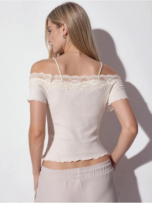 Top camisola de algodón acanalado con escote cuadrado busem - Kiabi