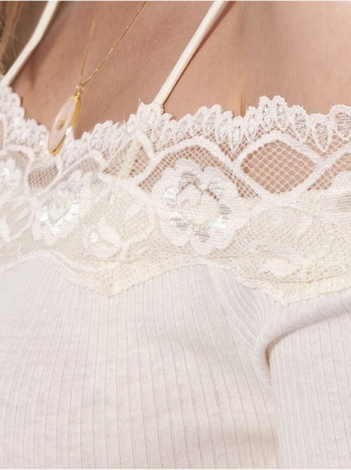 Top camisola de algodón acanalado con escote cuadrado busem - Kiabi