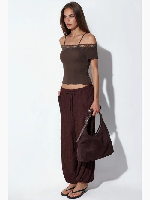 Top camisola de algodón acanalado con escote cuadrado busem - Kiabi Top camisola de algodón acanalado con escote cuadrado busem - Kiabi