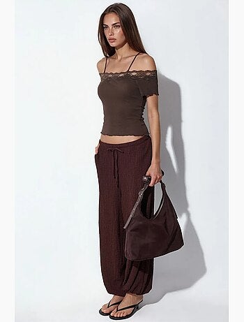 Top camisola de algodón acanalado con escote cuadrado busem