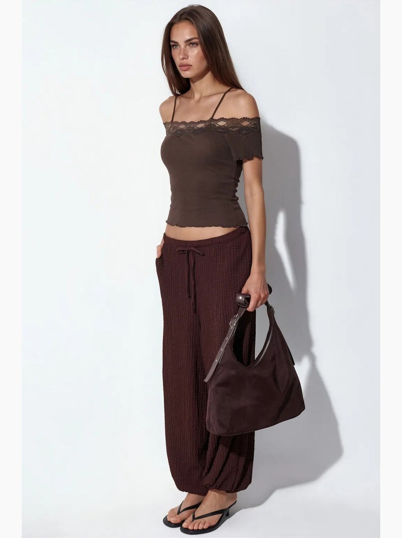 Top camisola de algodón acanalado con escote cuadrado busem Negro - Kiabi