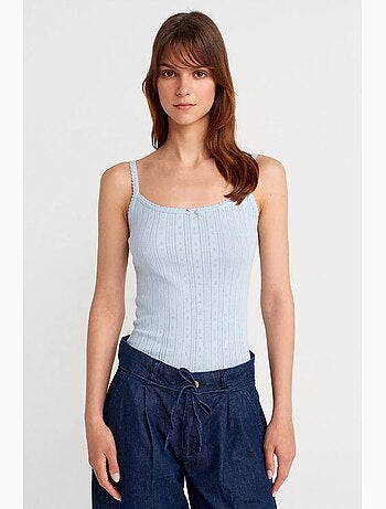 Top camisola de algodón acanalado slim fit dilvin