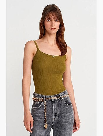 Top camisola de algodón acanalado slim fit dilvin