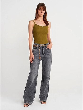 Top camisola de algodón acanalado slim fit dilvin