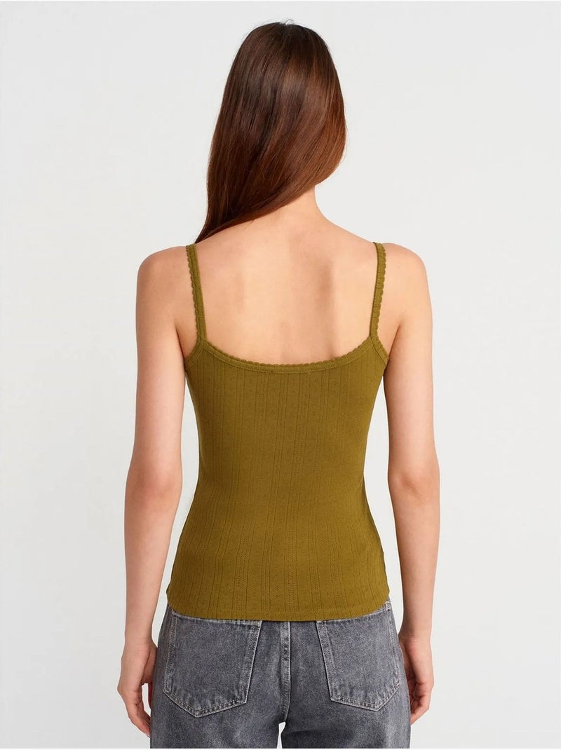 Top camisola de algodón acanalado slim fit dilvin Caqui - Kiabi