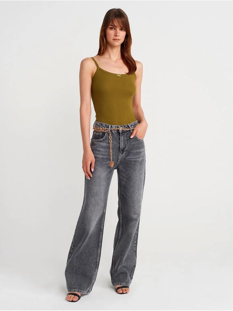 Top camisola de algodón acanalado slim fit dilvin Caqui - Kiabi
