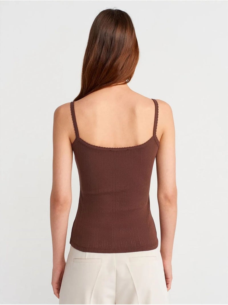 Top camisola de algodón acanalado slim fit dilvin Marrón - Kiabi