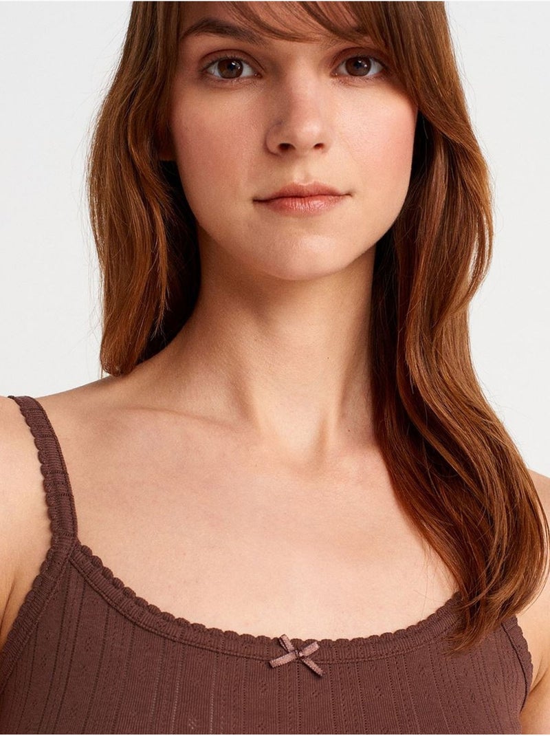 Top camisola de algodón acanalado slim fit dilvin Marrón - Kiabi