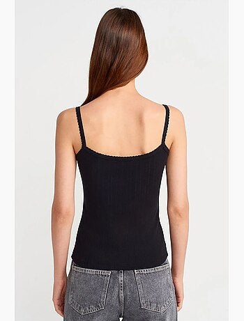 Top camisola de algodón acanalado slim fit dilvin