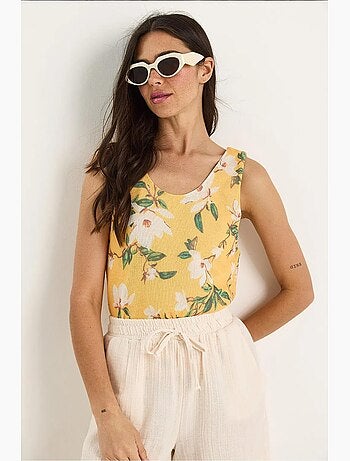 Top camisola de algodón-lycra floral lucci