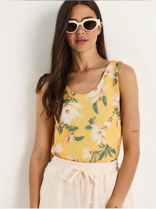 Top camisola de algodón-lycra floral lucci - Kiabi