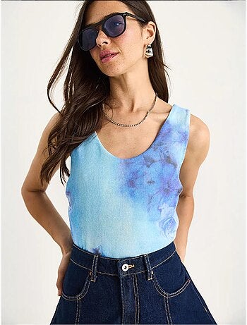 Top camisola de algodón-lycra floral lucci