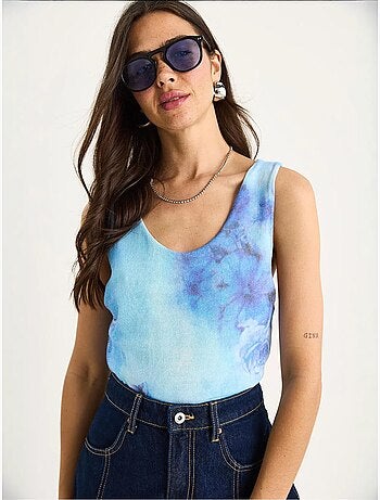 Top camisola de algodón-lycra floral lucci