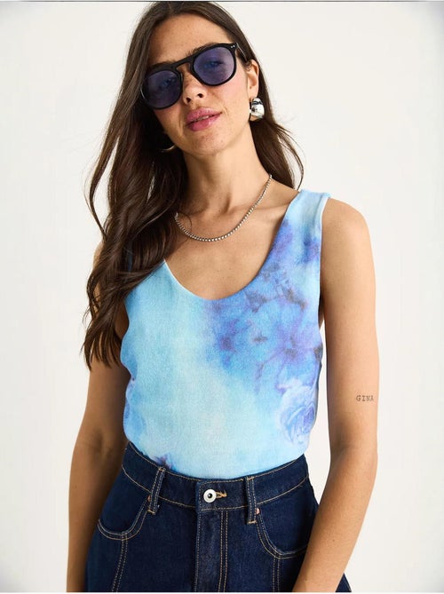 Top camisola de algodón-lycra floral lucci - Kiabi