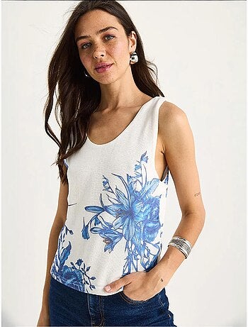 Top camisola de algodón-lycra floral lucci
