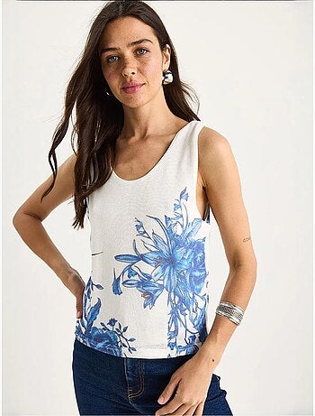 Top camisola de algodón-lycra floral lucci