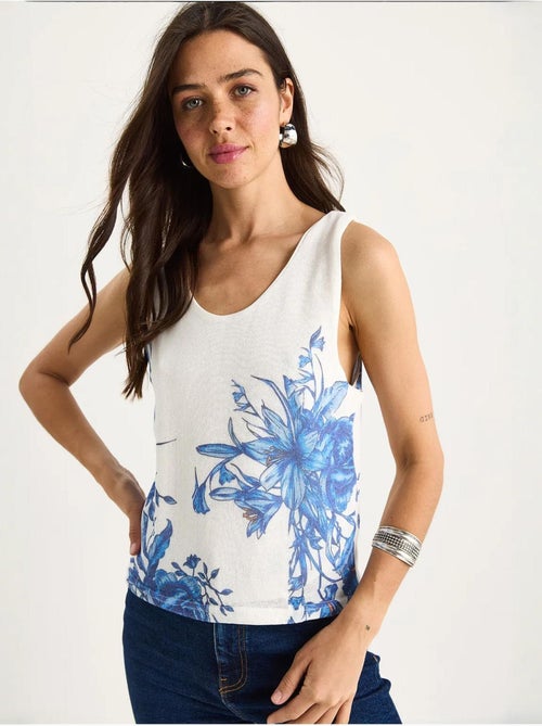 Top camisola de algodón-lycra floral lucci - Kiabi
