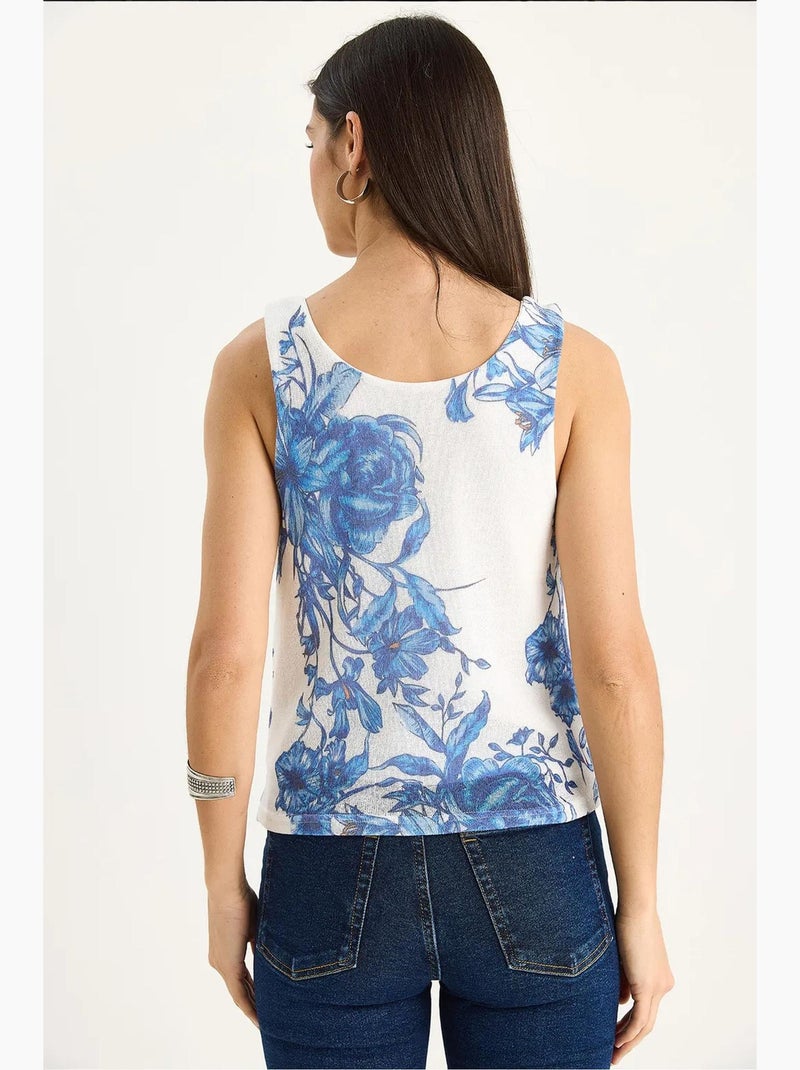 Top camisola de algodón-lycra floral lucci Blanco - Kiabi