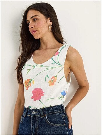 Top camisola de algodón-lycra floral lucci