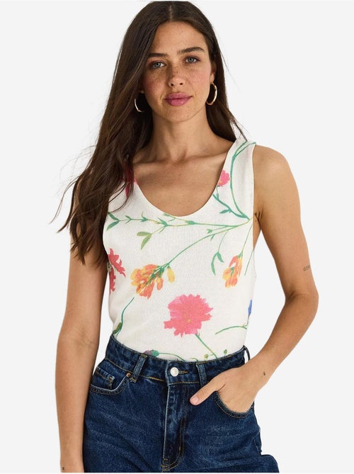 Top camisola de algodón-lycra floral lucci - Kiabi