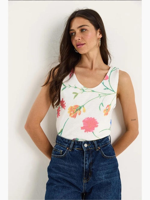 Top camisola de algodón-lycra floral lucci - Kiabi