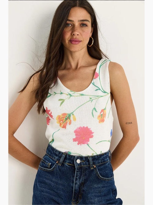 Top camisola de algodón-lycra floral lucci - Kiabi
