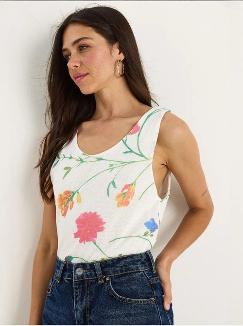 Top camisola de algodón-lycra floral lucci - Kiabi