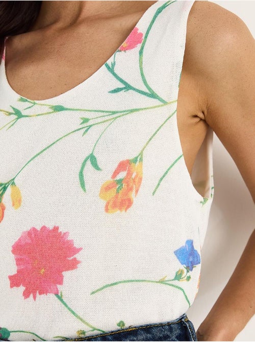 Top camisola de algodón-lycra floral lucci - Kiabi