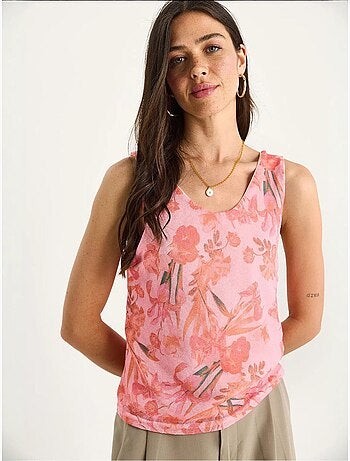 Top camisola de algodón-lycra floral lucci