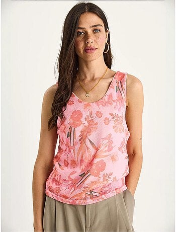 Top camisola de algodón-lycra floral lucci