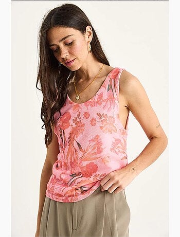 Top camisola de algodón-lycra floral lucci