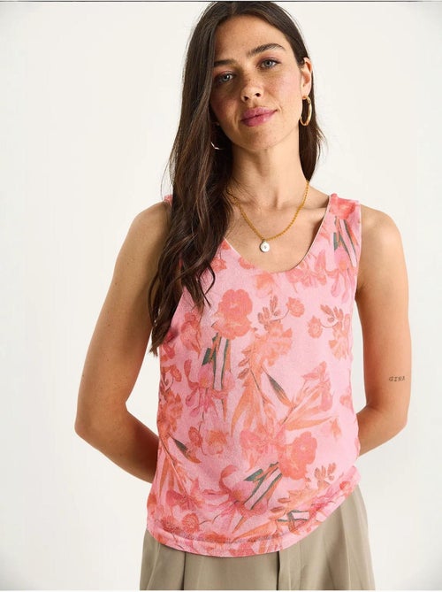 Top camisola de algodón-lycra floral lucci - Kiabi