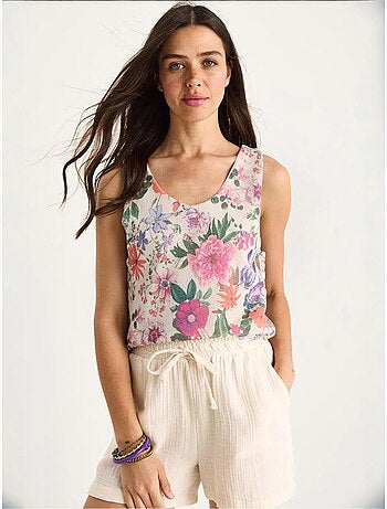Top camisola de algodón-lycra floral lucci