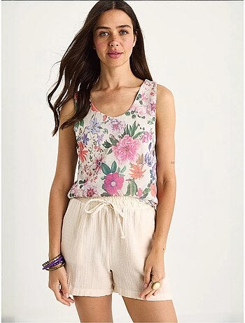 Top camisola de algodón-lycra floral lucci