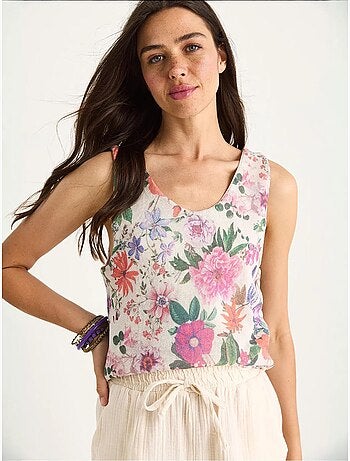 Top camisola de algodón-lycra floral lucci
