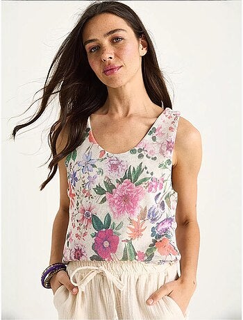 Top camisola de algodón-lycra floral lucci