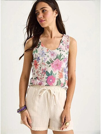 Top camisola de algodón-lycra floral lucci