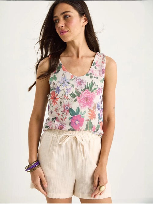 Top camisola de algodón-lycra floral lucci - Kiabi
