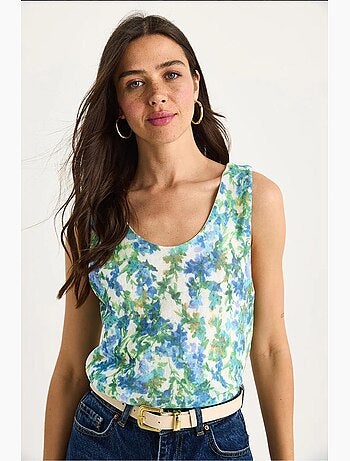 Top camisola de algodón-lycra floral lucci