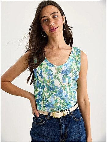 Top camisola de algodón-lycra floral lucci