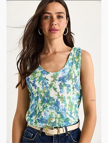 Top camisola de algodón-lycra floral lucci