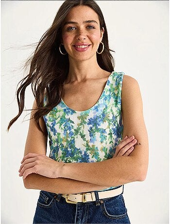 Top camisola de algodón-lycra floral lucci