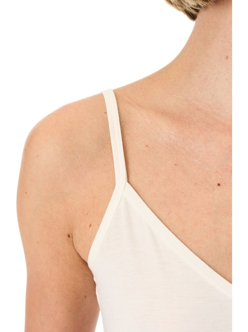 Top camisola de punto liso con cuello en v penti Blanco roto - Kiabi