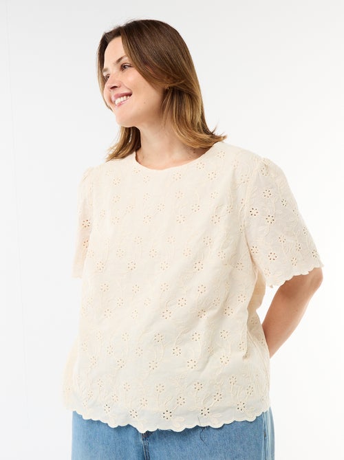 Top con bordados ingleses - Kiabi