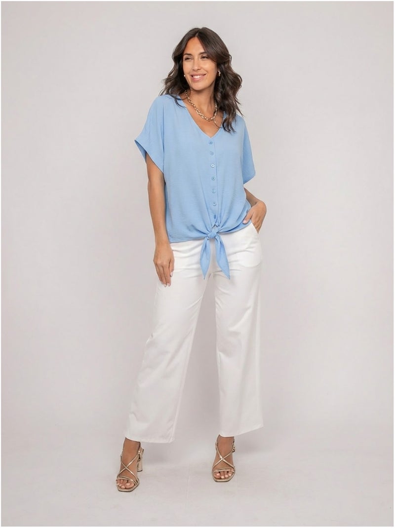 Top con botones y lazo FEYA Azul cielo - Kiabi