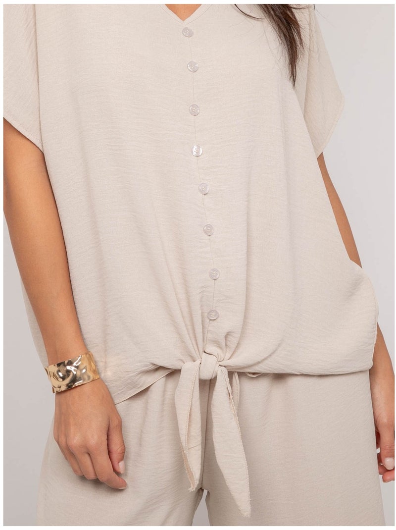 Top con botones y lazo FEYA Beige - Kiabi
