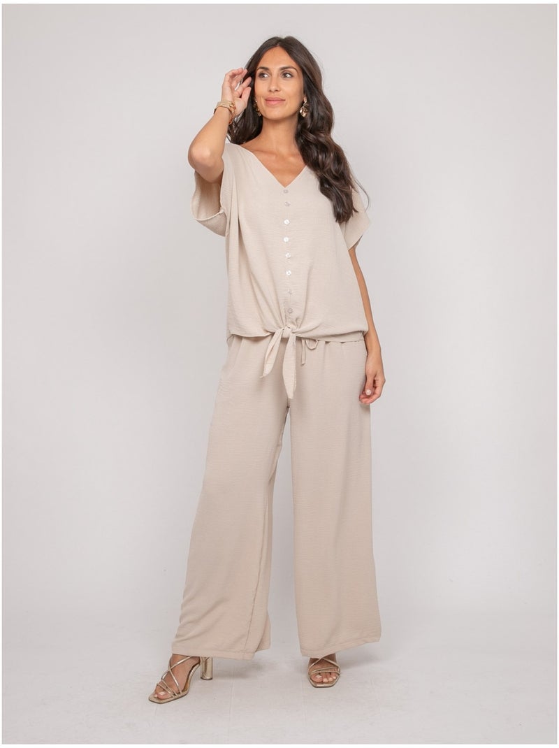 Top con botones y lazo FEYA Beige - Kiabi